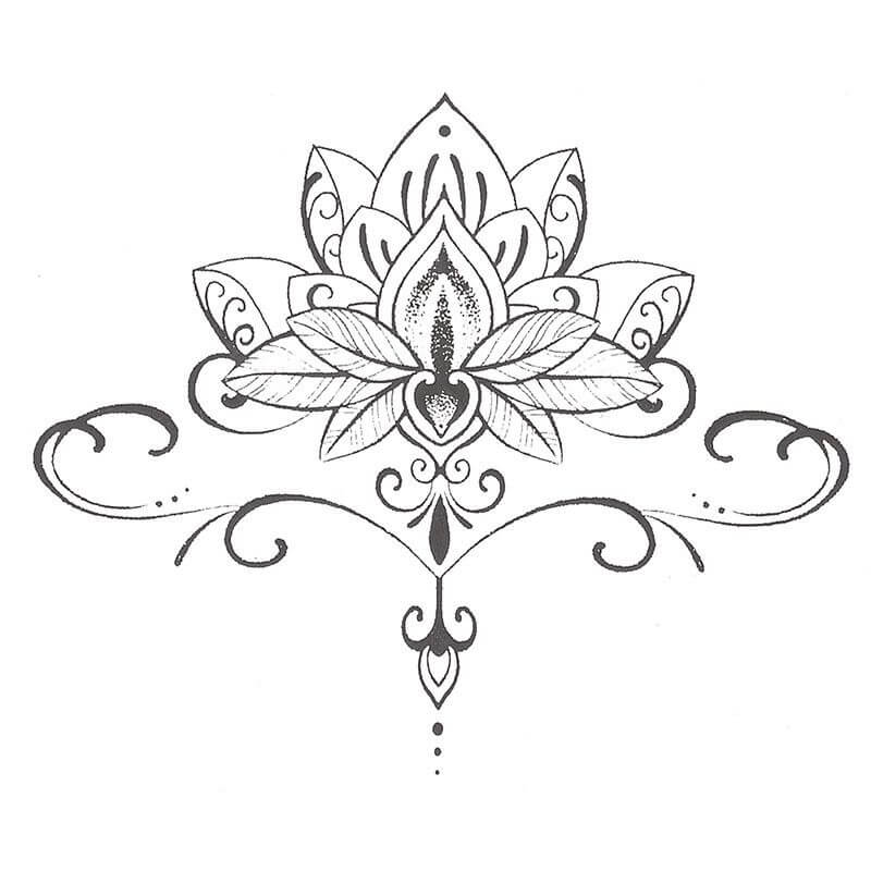 Цветок лотоса эскиз - 90 фото