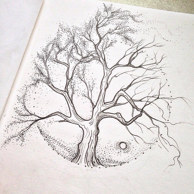 Дерево в стиле скетч