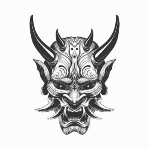 Эскиз японская маска демона