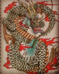 Эскиз дракон в японском стиле