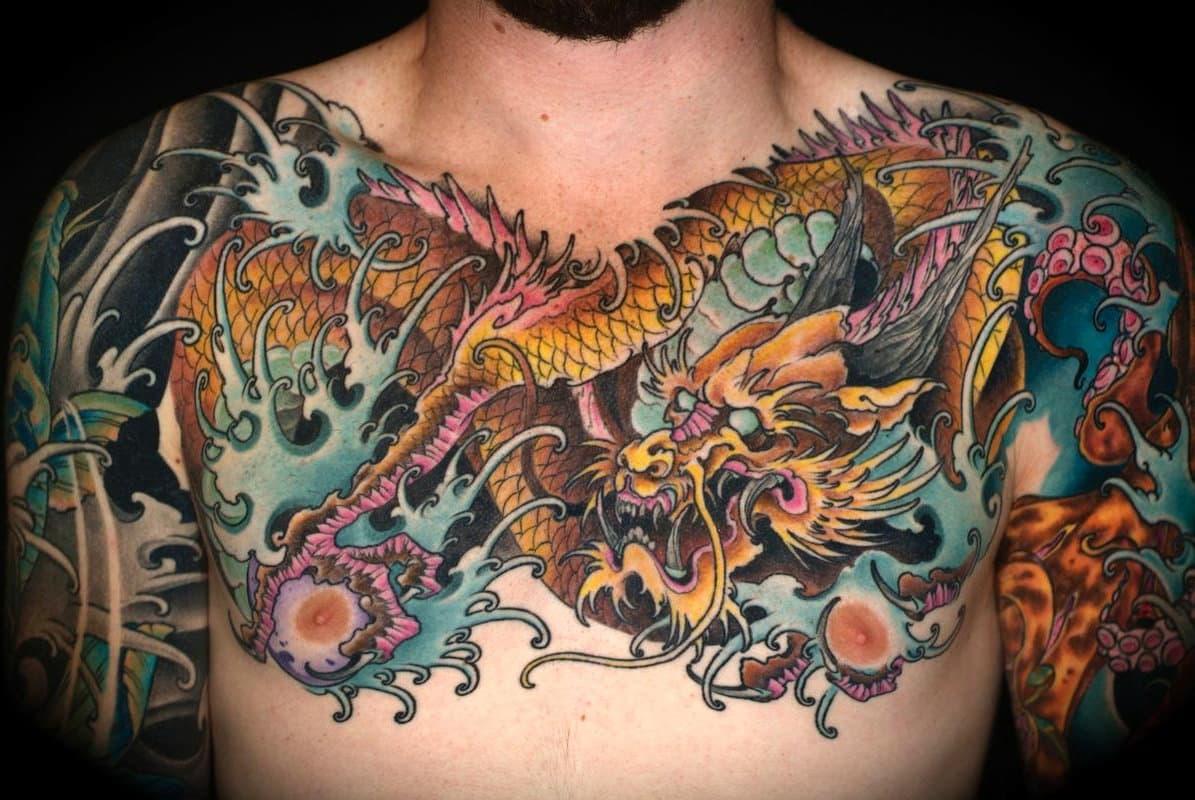 Эскизы тату для мужчин дракон на грудине